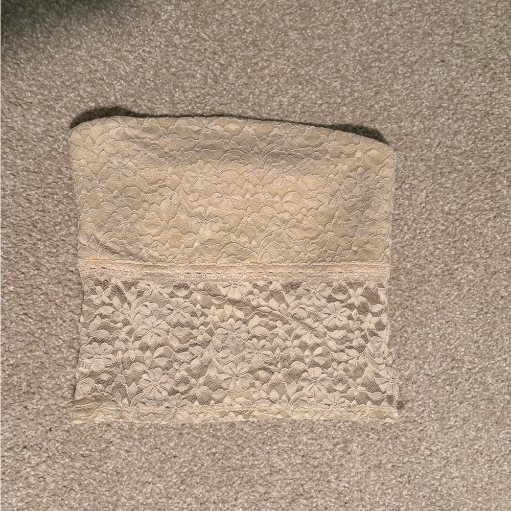 Hollister Cream Strapless Lace Top